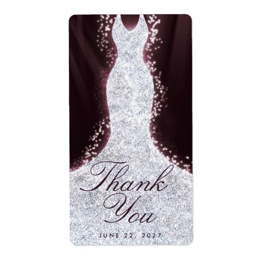 Thank You Elegant Glitter Dress Custom Wine Label Shipping Label