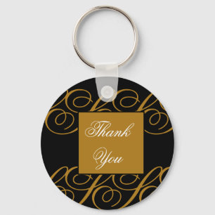 Thank You Elegant Gold Swirls Appreciation Keychain