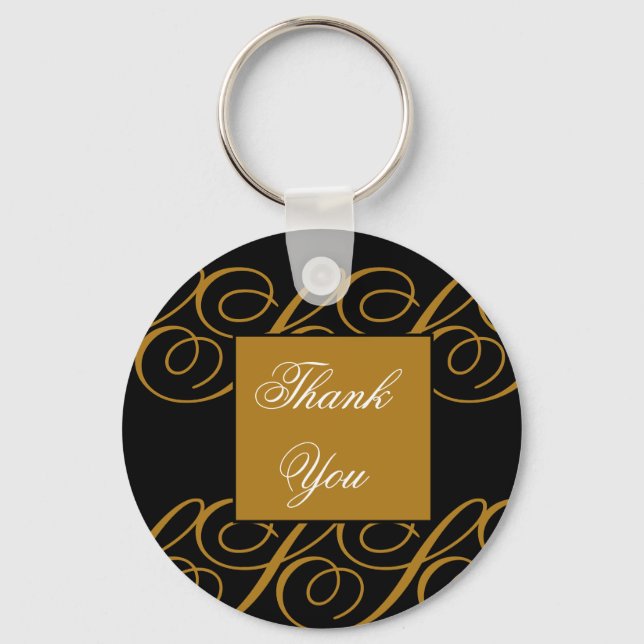 Thank You Elegant Gold Swirls Appreciation Keychain (Front)