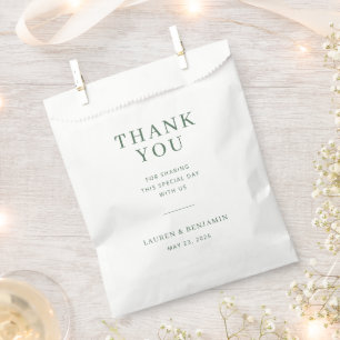 THANK YOU Elegant Green Serif Favour Bag