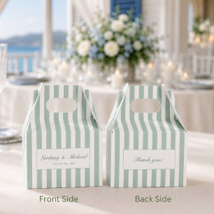 Thank You! Elegant Green Stripes Monogram Wedding Favor Box