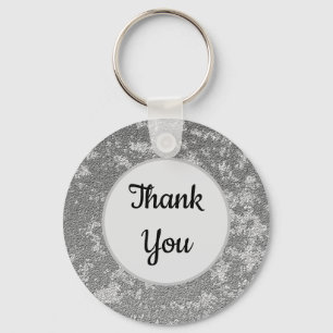 Thank You Elegant Grey White Marbled Appreciation Keychain