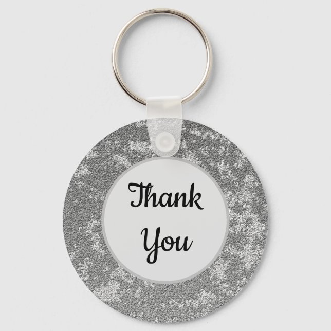 Thank You Elegant Grey White Marbled Appreciation Keychain (Front)