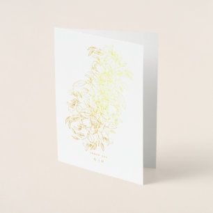 Thank You Elegant Hand Drawn Botanical Monogram Foil Card