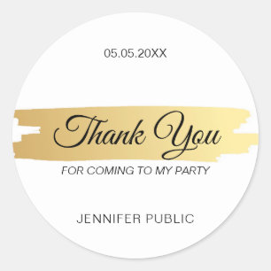 Thank You Elegant Hand Script Gold Template Classic Round Sticker