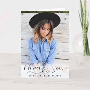 Thank You Elegant Handwritten Graduate Photo Card