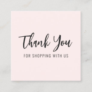 Thank You Elegant Modern Pink Square Business Card