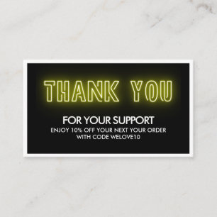 Thank you Elegant Neon Trendy Instagram Discount Business Card