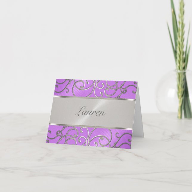 Thank You Elegant Orchid Purple Silver Filigree (Front)