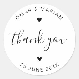 Thank You Elegant Quote with Black Text Classic Round Sticker