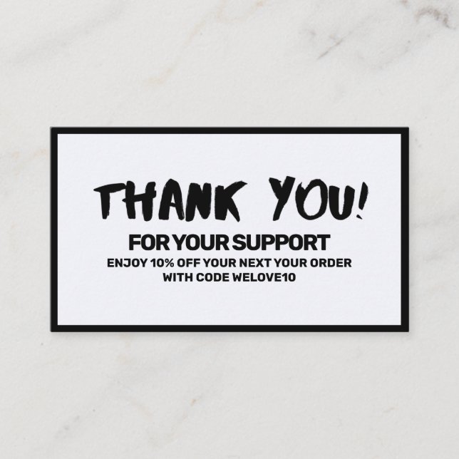 Thank you Elegant Rustic Instagram Discount Business Card (Front)