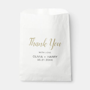 Thank You Elegant Script Modern White Wedding  Favour Bag