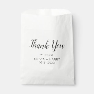 Thank You Elegant Script Modern White Wedding  Favour Bag