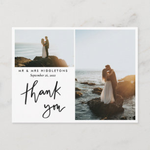 Thank You Elegant Script Wedding Photo Postcard