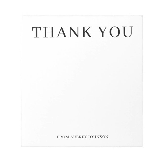 Thank You Elegant Simple Notepad (Front)