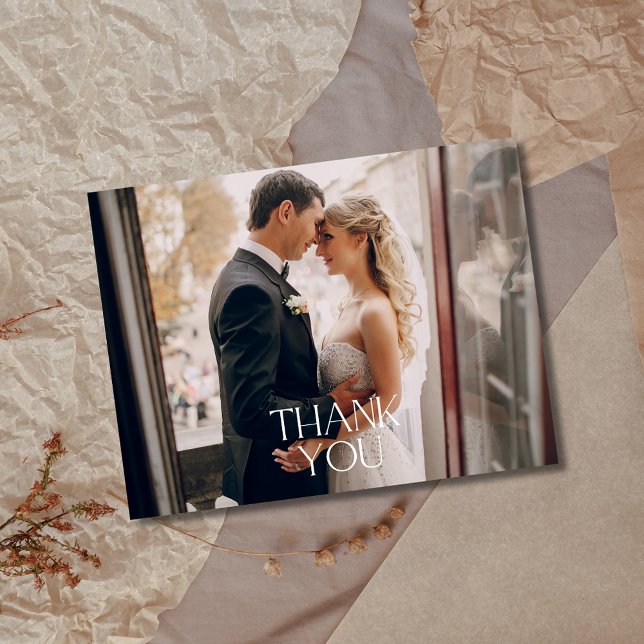Thank You Elegant Simple Wedding Photo Postcards (Thank You Elegant Simple Wedding Photo Postcards)