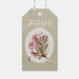 Thank you elegant texture effect Floral kraft Gift Tags
