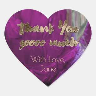 Thank You Elegant Thanks Pink Gold Typography Heart Sticker