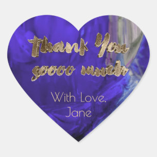 Thank You Elegant Thanks Purple Gold Typography Heart Sticker