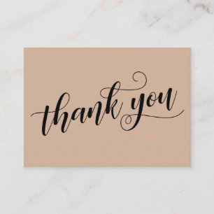 Thank You Elegant Typography Almond Wedding Favour Enclosure Card