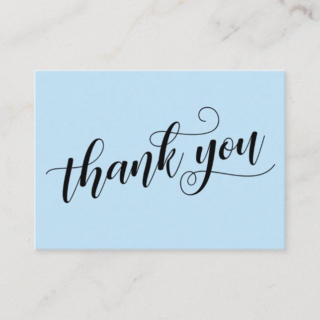Thank You Elegant Typography Blue Wedding Favour Enclosure Card (Front)