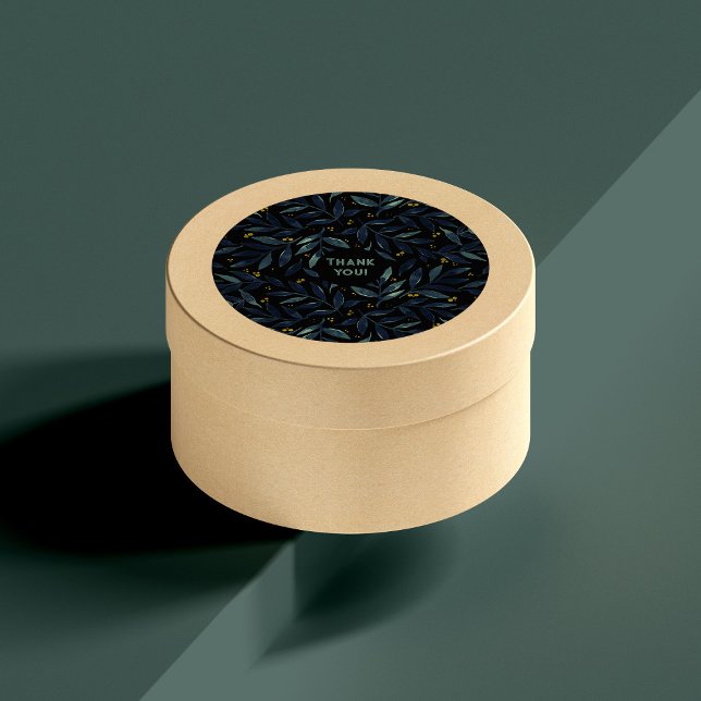 Thank you elegant watercolor branches classic round sticker (Creator Uploaded)