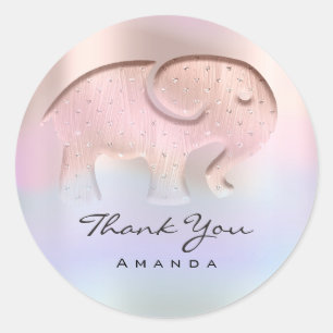 Thank You Elephant Baby Shower Ombre Pink Blue Classic Round Sticker