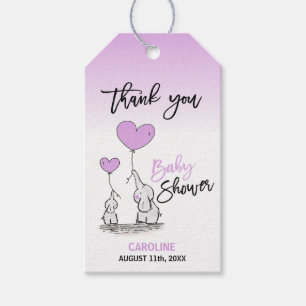 THANK YOU Elephant Lavender Mommy & BABY SHOWER Gift Tags
