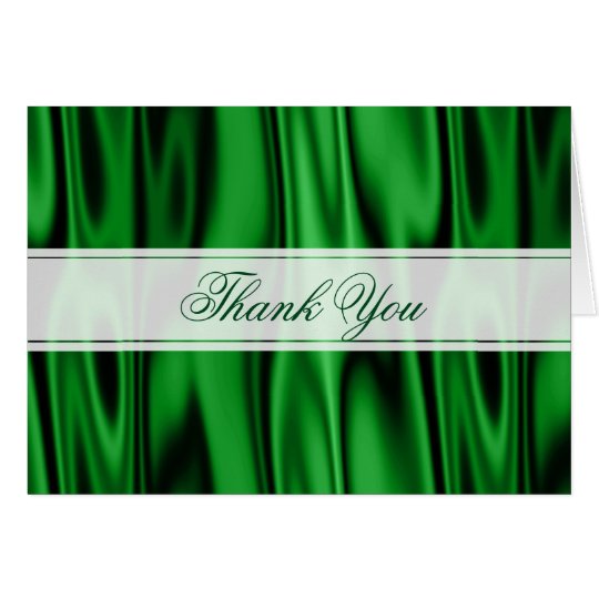 Thank You: Emerald Green Faux Satin Fabric Card