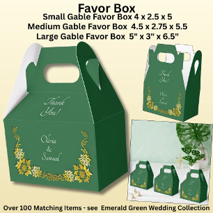Thank You, Emerald Green & Gold Wedding Favor Box