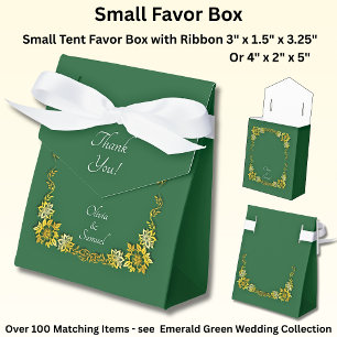 Thank You, Emerald Green & Gold Wedding Favor Box