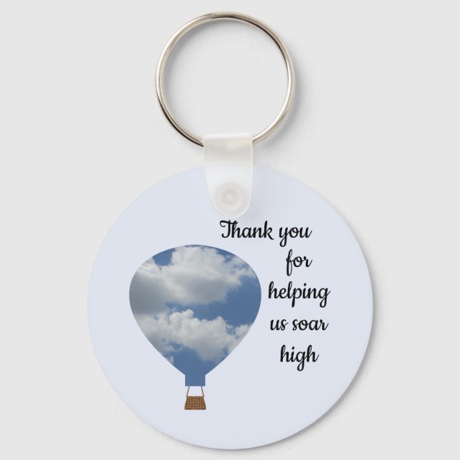 Thank You Employee Business Hot Air Balloon Keychain (Front)