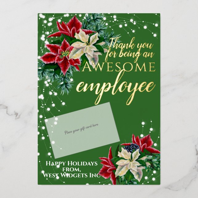 Thank You Employee Festive Foil Gift Card Holder (Front)