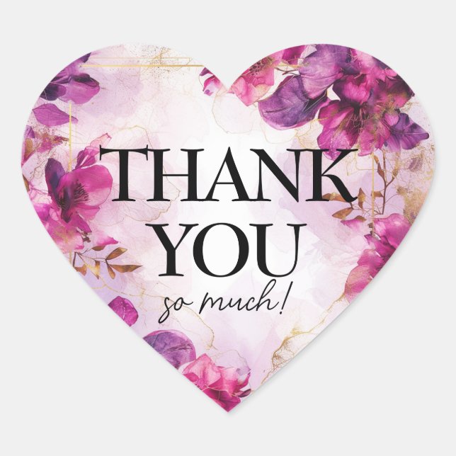 Thank you Enchantment: Watercolor  Heart Sticker (Front)