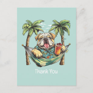 Thank You English Bulldog In Hawaiian Top Postcard