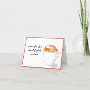 Thank You English Teacher Watercolor Cappuccino Card