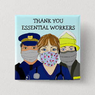 Thank you Essential Workers 2 Inch Square Button