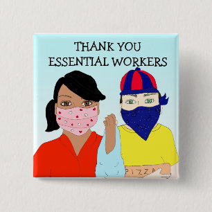 Thank you Essential Workers 2 Inch Square Button