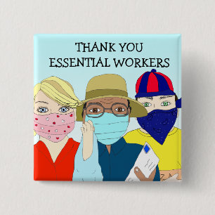 Thank you Essential Workers 2 Inch Square Button
