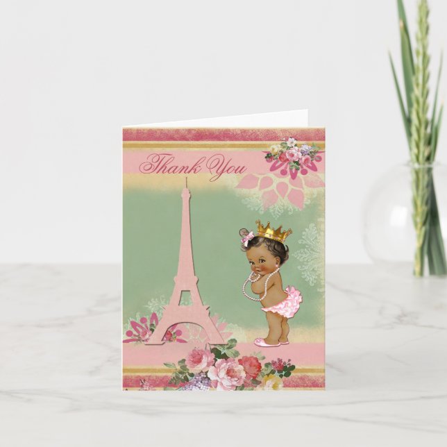 Thank You Ethnic Paris Princess Baby Shower (Front)