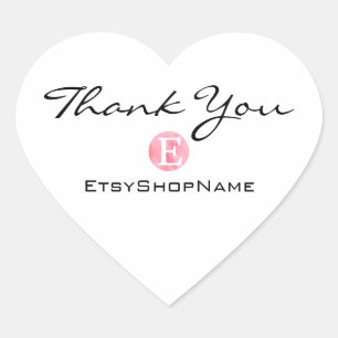 Thank You Ets Shop Name Logo Simply White Heart Sticker