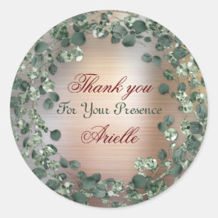 Thank You Eucalyptus Birthday Bride Greenery Rose Classic Round Sticker
