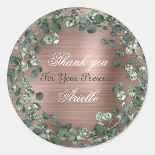 Thank You Eucalyptus Birthday Bride Mint Blush Classic Round Sticker