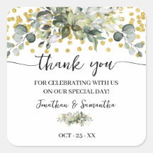 Thank You Eucalyptus Gold Wedding