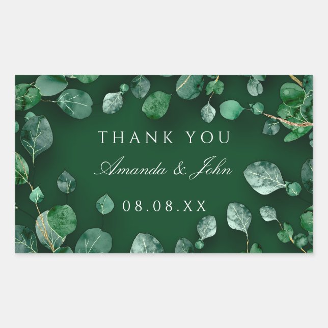 Thank You Eucalyptus Woodland Rustic Wedding Green Sticker (Front)