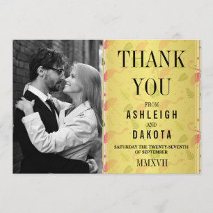 Thank You   Fabulous Modern Hot Pink Flamingos Card