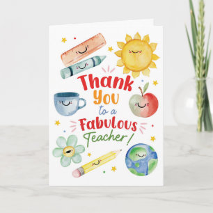 Thank You Fabulous Teacher Card – Watercolour