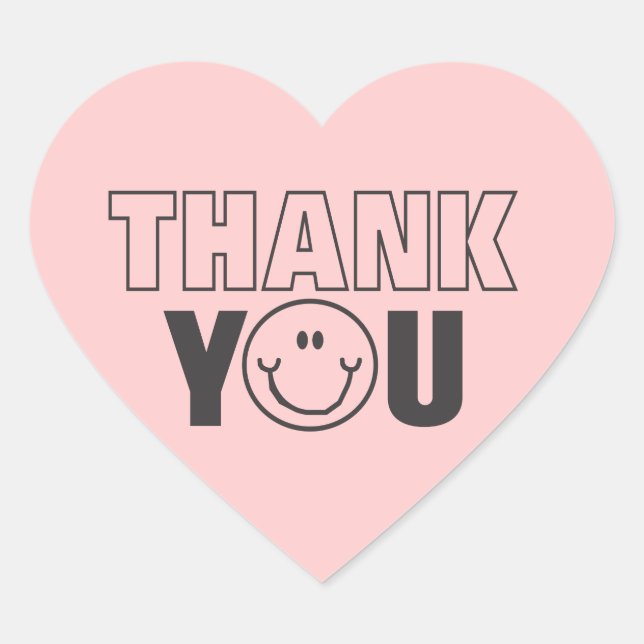 Thank You Face Pink Heart Sticker Label (Front)