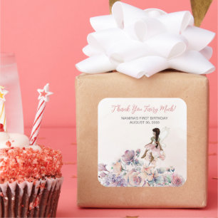 Thank you Fairy Much Birthday Favor Square Sticker