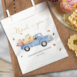 Thank you Fall Blue Vintage Truck Baby Shower Favour Bag